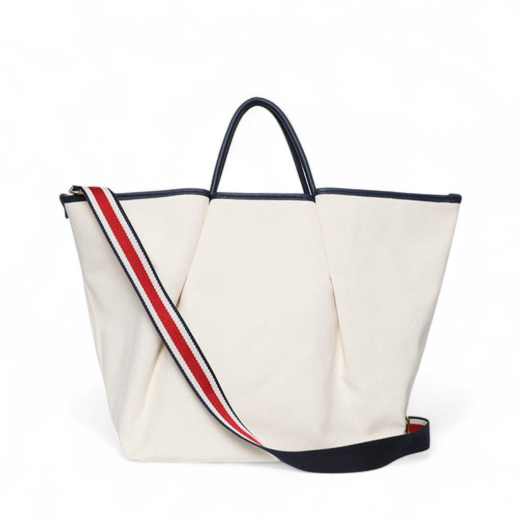 Soleil  Weekender with Crossbody in Natural Canvas with Insignia Buffalo Cowhide