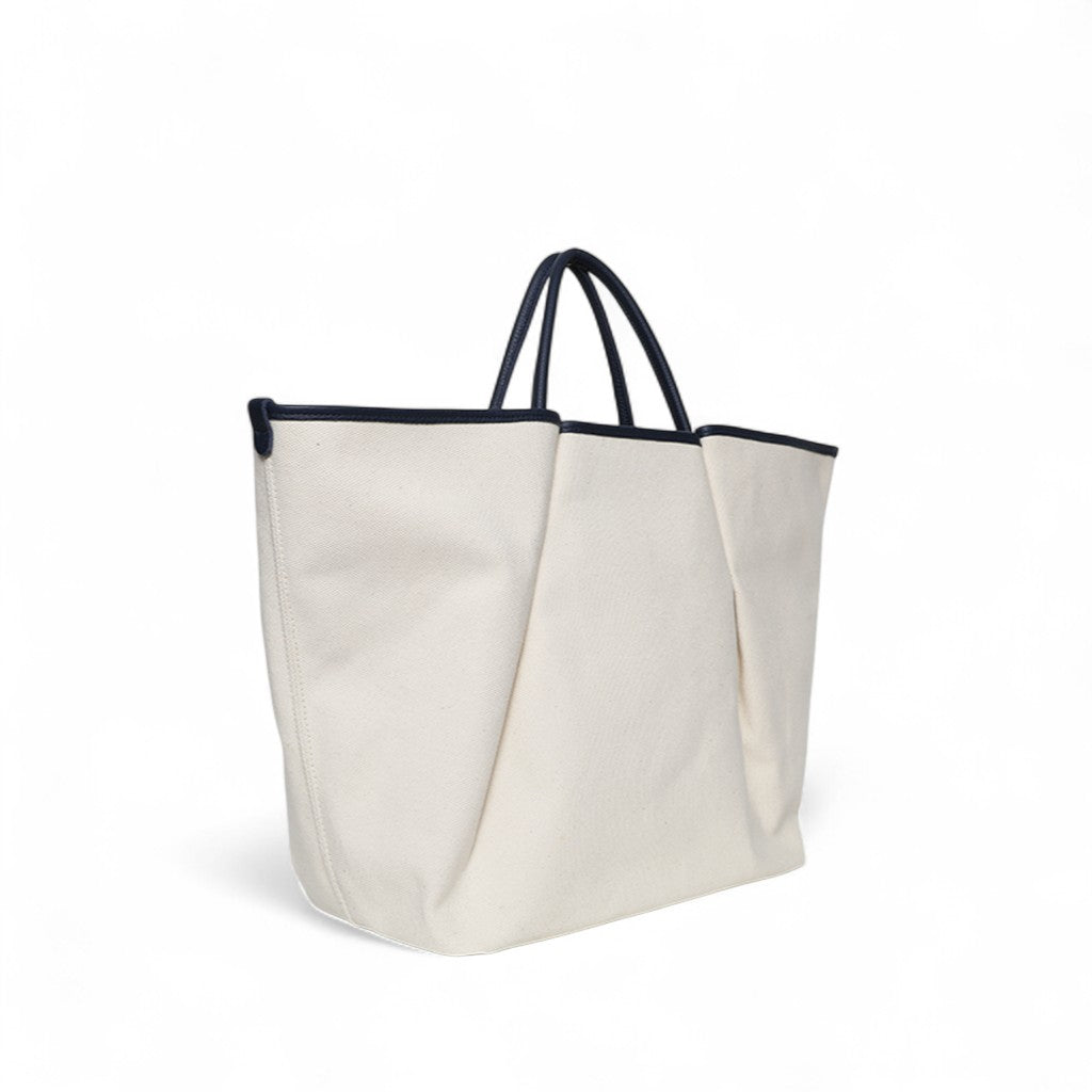 Soleil Day Tote with Crossbody in Natural Canvas with Insignia Buffalo Cowhide