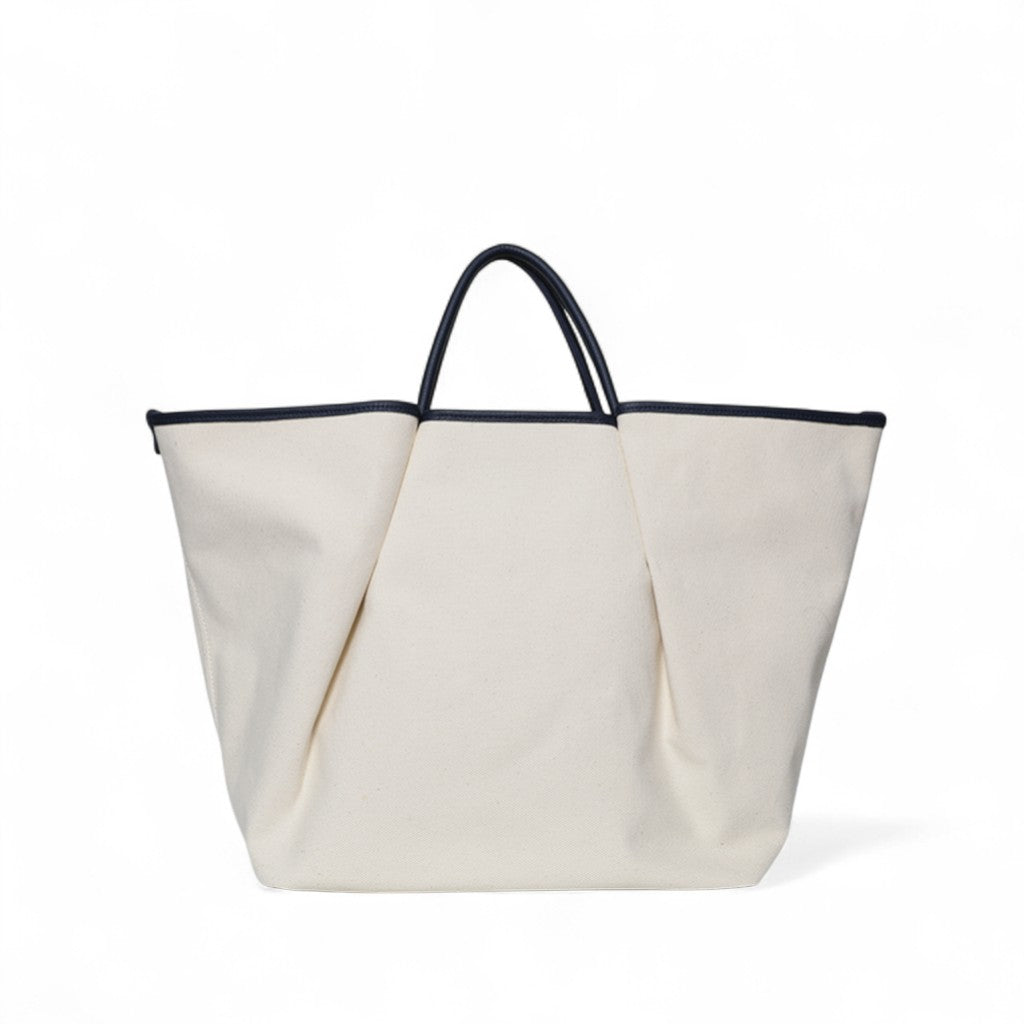 Soleil Day Tote with Crossbody in Natural Canvas with Insignia Buffalo Cowhide
