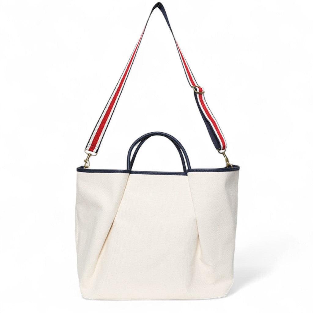 Soleil  Weekender with Crossbody in Natural Canvas with Insignia Buffalo Cowhide