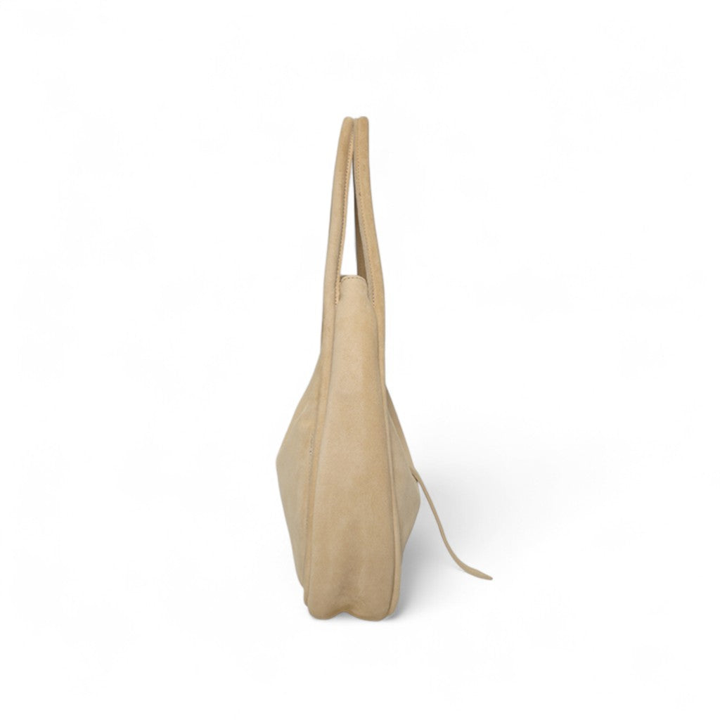 Elvera Shoulder Bag in Macadamia Italian Leather Backed Suede