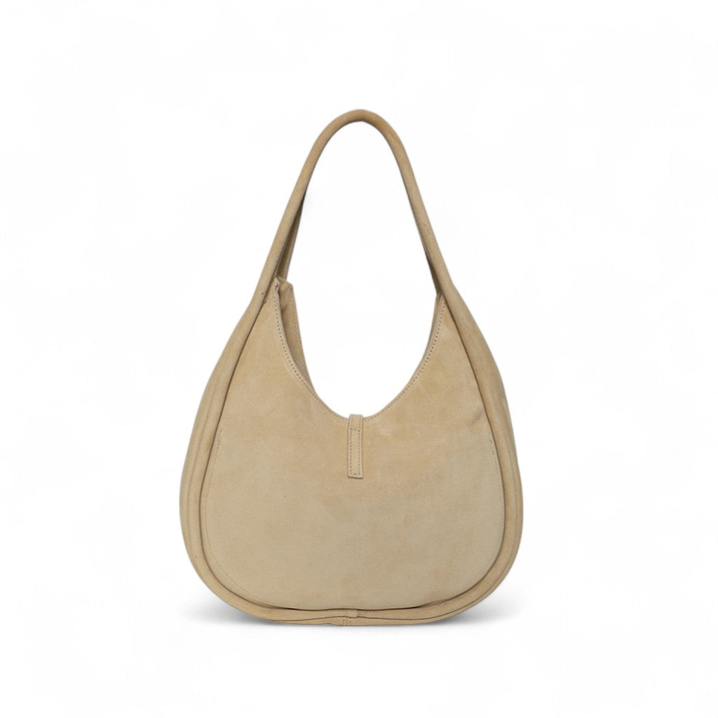 Elvera Shoulder Bag in Macadamia Italian Leather Backed Suede