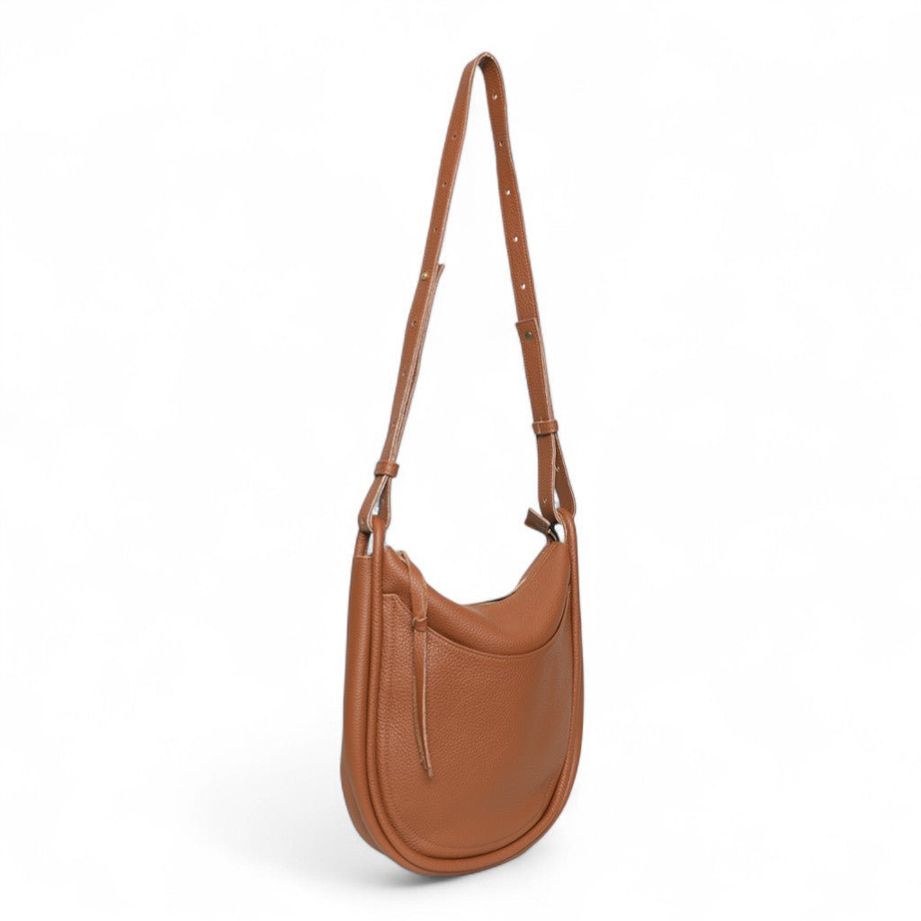 Catalina Adjustable Hobo in Caramel Italian Buffalo Cowhide