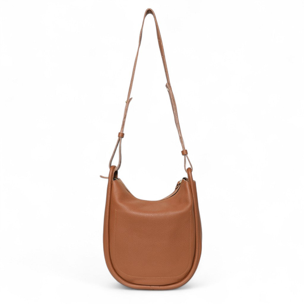Catalina Adjustable Hobo in Caramel Italian Buffalo Cowhide