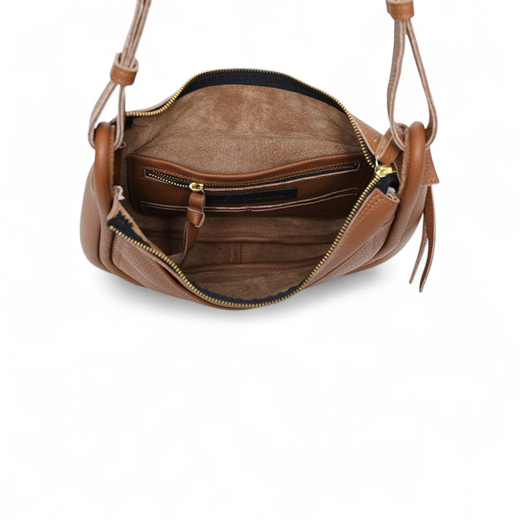 Catalina Adjustable Hobo in Caramel Italian Buffalo Cowhide