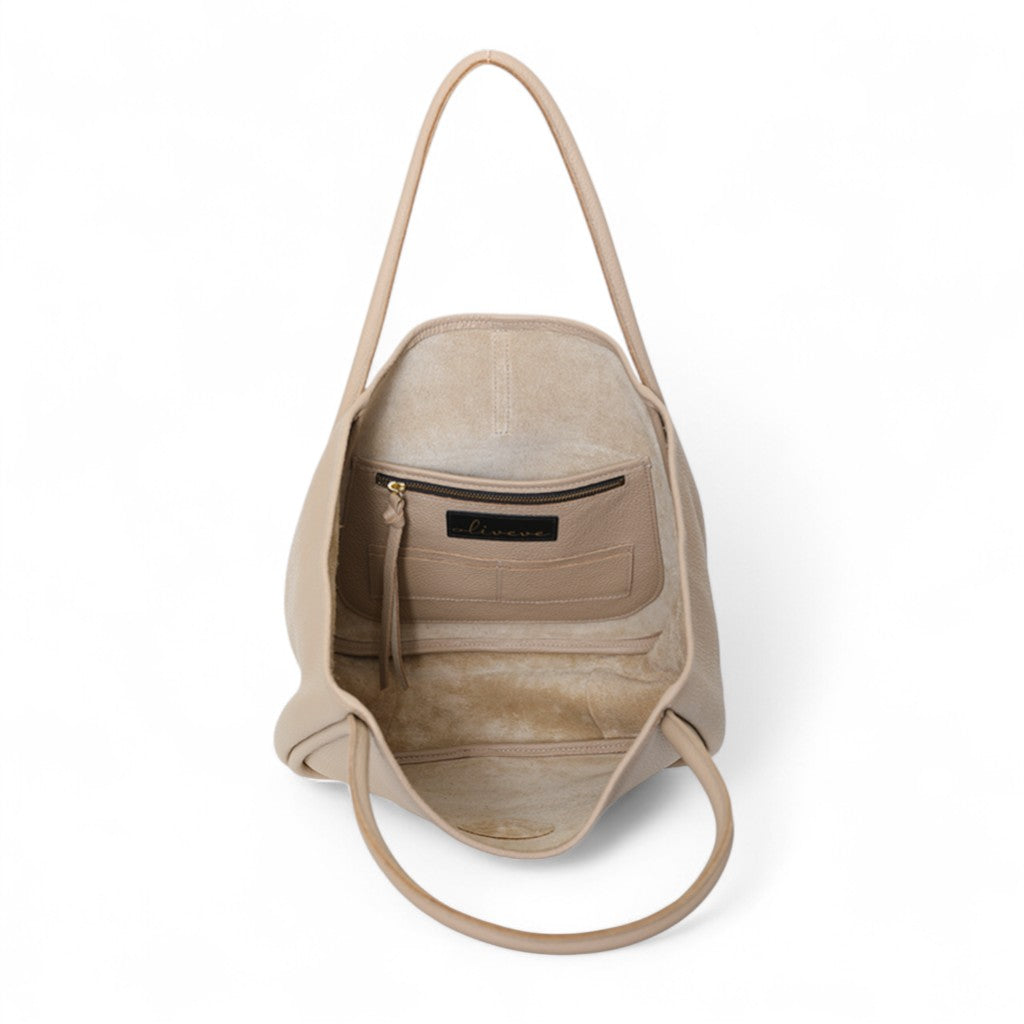 Ellis Hobo Tote in Cappuccino Buffalo Cowhide