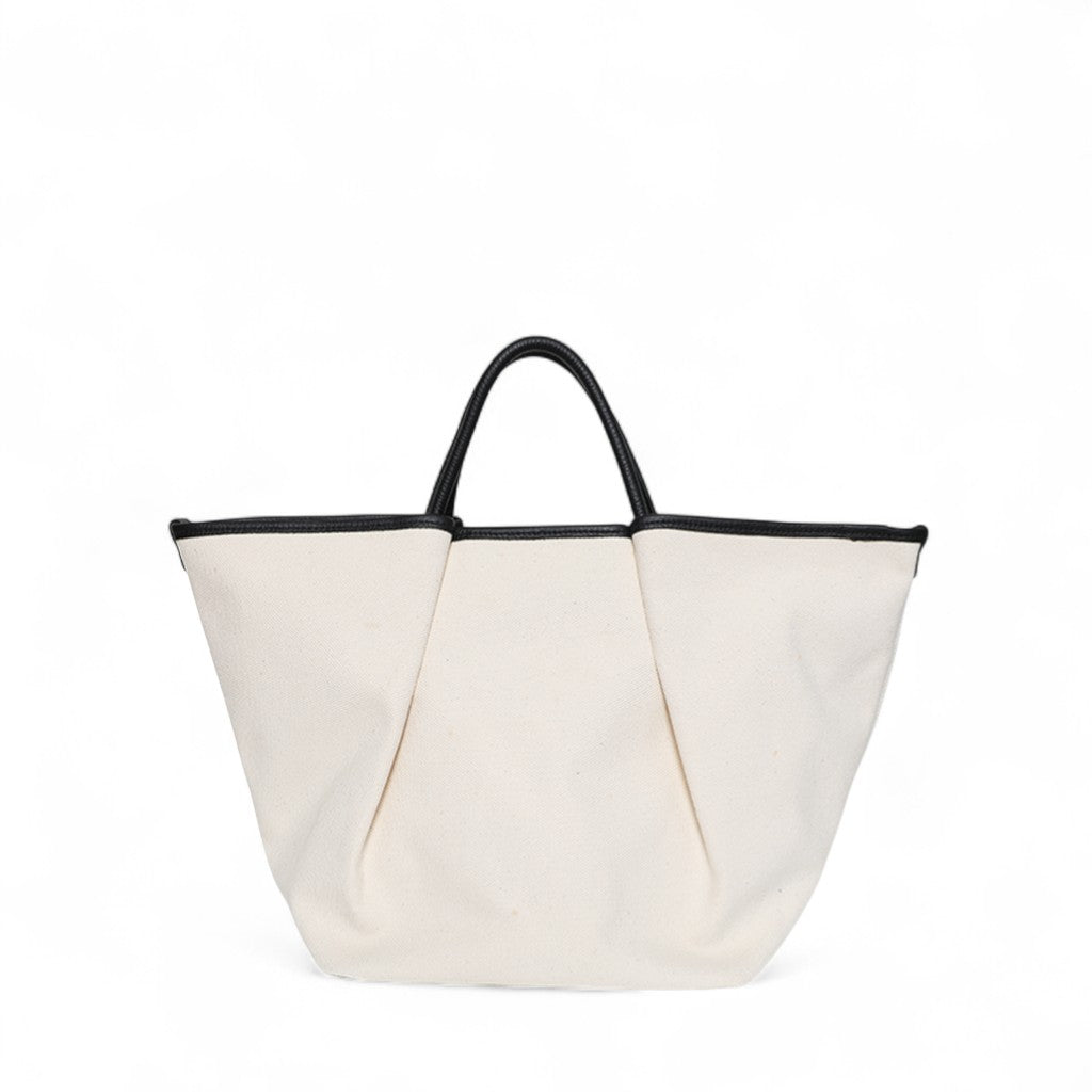 Soleil Day Tote with Crossbody in Natural Canvas with Black Buffalo Cowhide