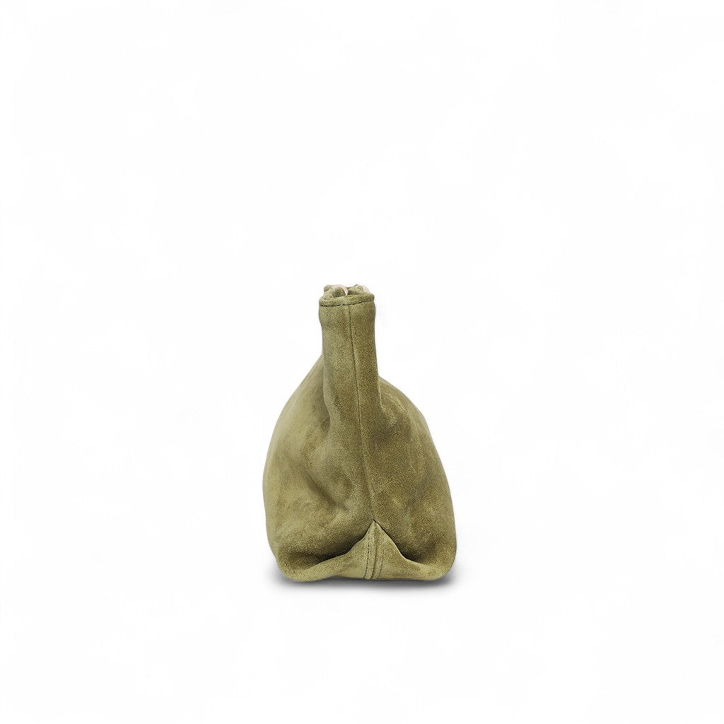 Mini Ella Wrapped Handle Crossbody in Olive Italian Leather Backed Suede