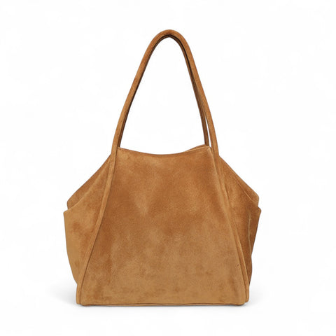 Taya Tote in Cuoio Italian Leather Backed Suede