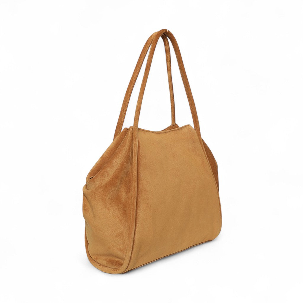 Taya Tote in Cuoio Italian Leather Backed Suede