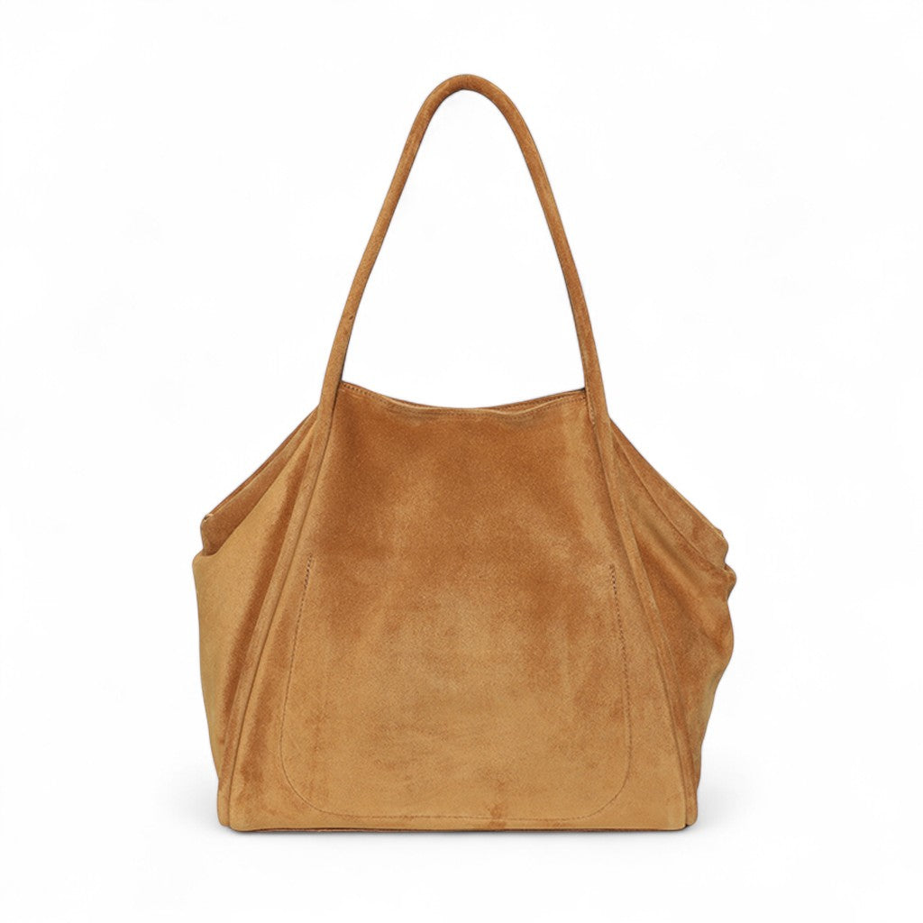 Taya Tote in Cuoio Italian Leather Backed Suede