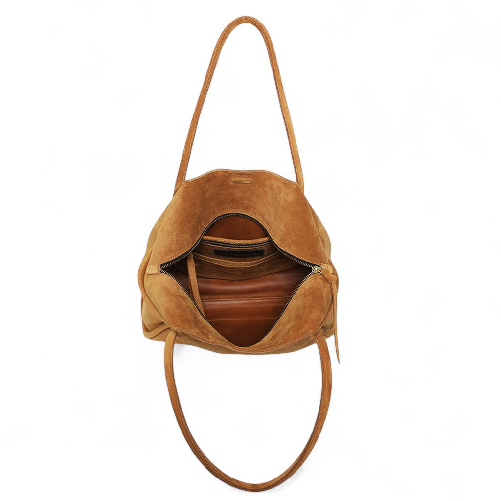 Taya Tote in Cuoio Italian Leather Backed Suede