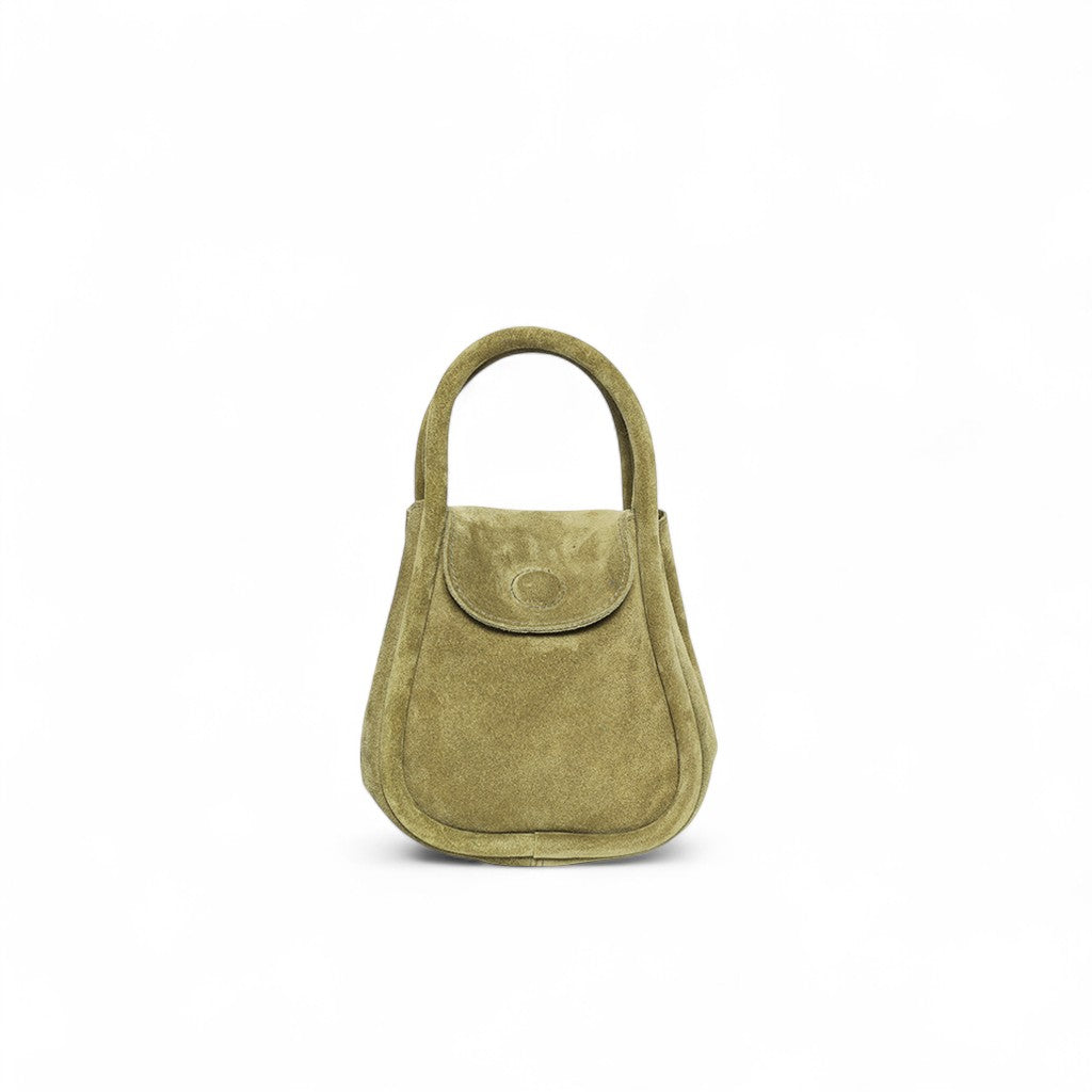 Mini Ellis Top Handle Crossbody in Olive Italian Leather Backed Suede
