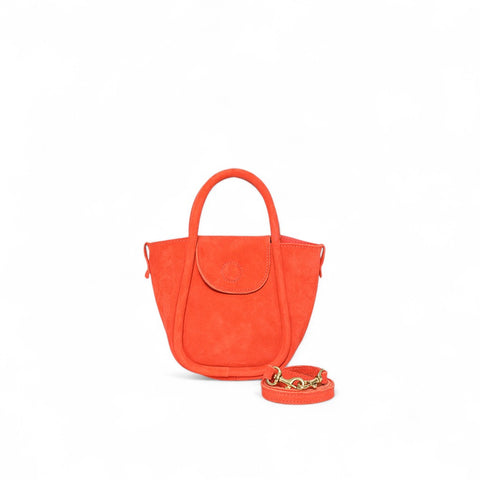Mini Ellis Top Handle Crossbody in Tangelo Italian Leather Backed Suede