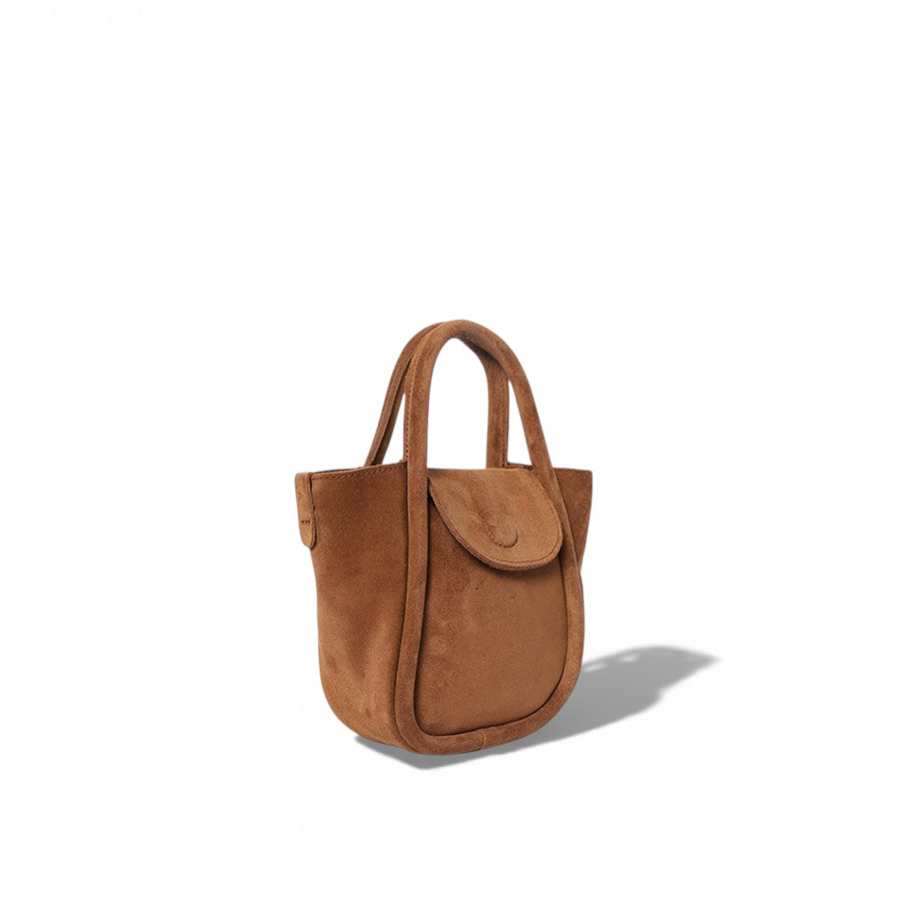 Mini Ellis Top Handle Crossbody in Saddle Italian Leather Backed Suede