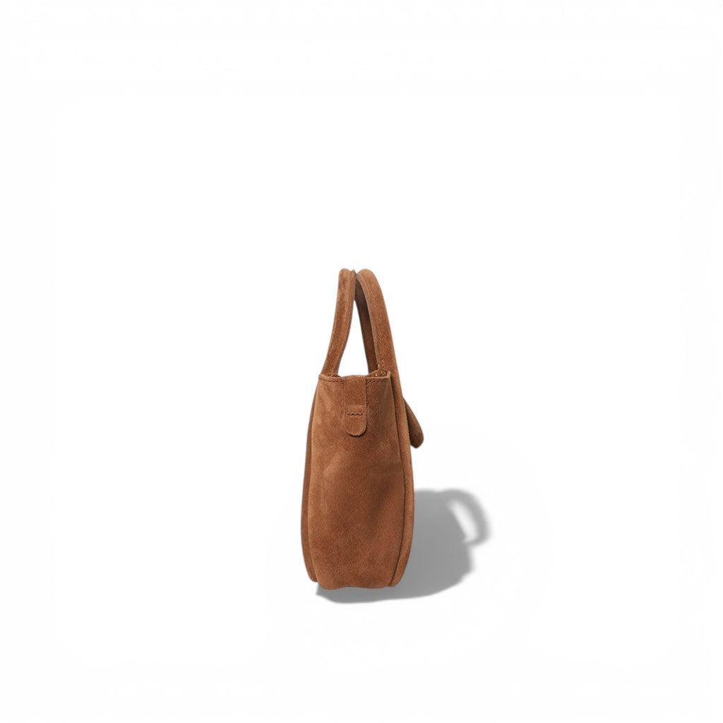 Mini Ellis Top Handle Crossbody in Saddle Italian Leather Backed Suede