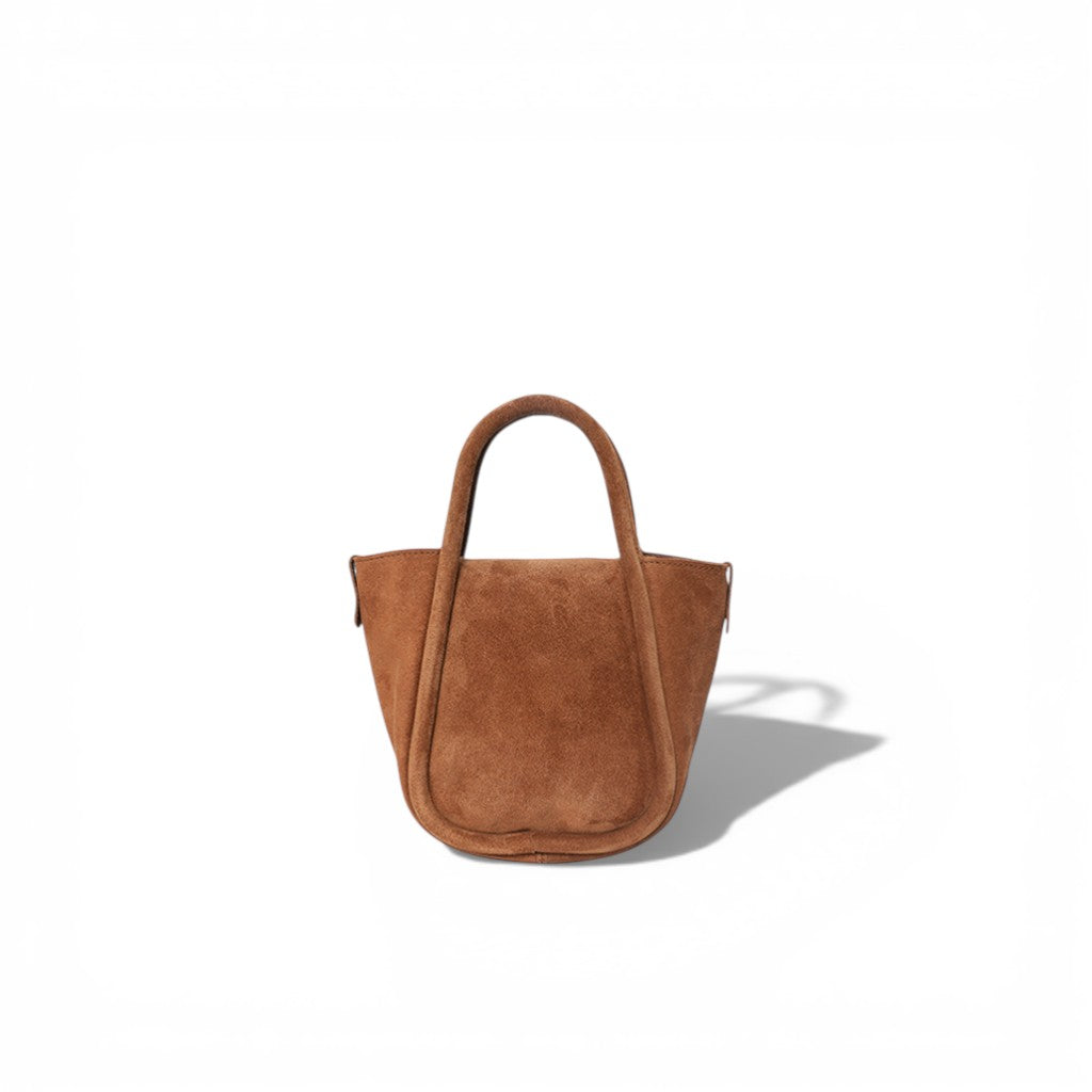 Mini Ellis Top Handle Crossbody in Saddle Italian Leather Backed Suede