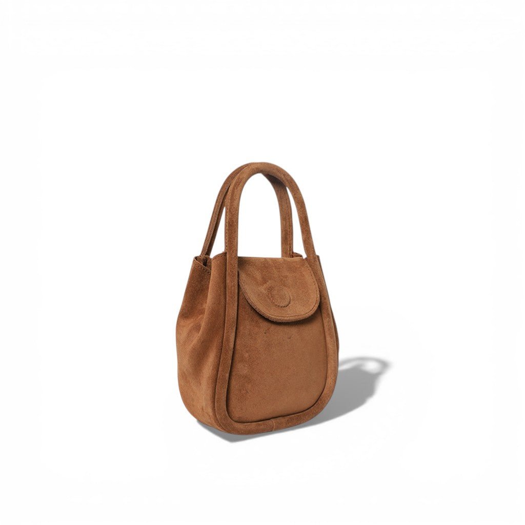 Mini Ellis Top Handle Crossbody in Saddle Italian Leather Backed Suede