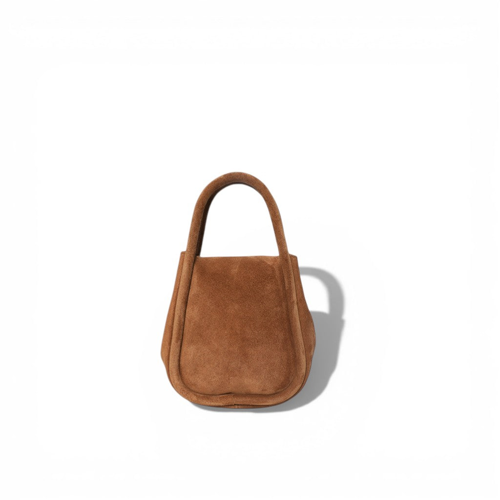 Mini Ellis Top Handle Crossbody in Saddle Italian Leather Backed Suede