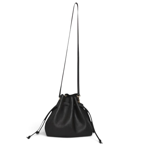 Mini Aurelia Drawstring in Black Italian Buffalo Cowhide