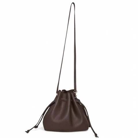 Mini Aurelia Drawstring in Chestnut Italian Buffalo Cowhide