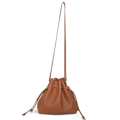 Mini Aurelia Drawstring in Caramel Italian Buffalo Cowhide