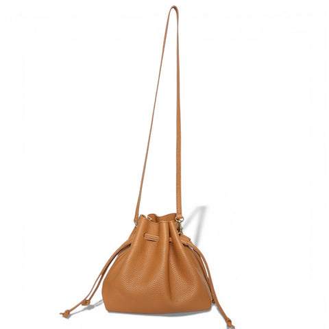 Mini Aurelia Drawstring in Miel Italian Buffalo Cowhide