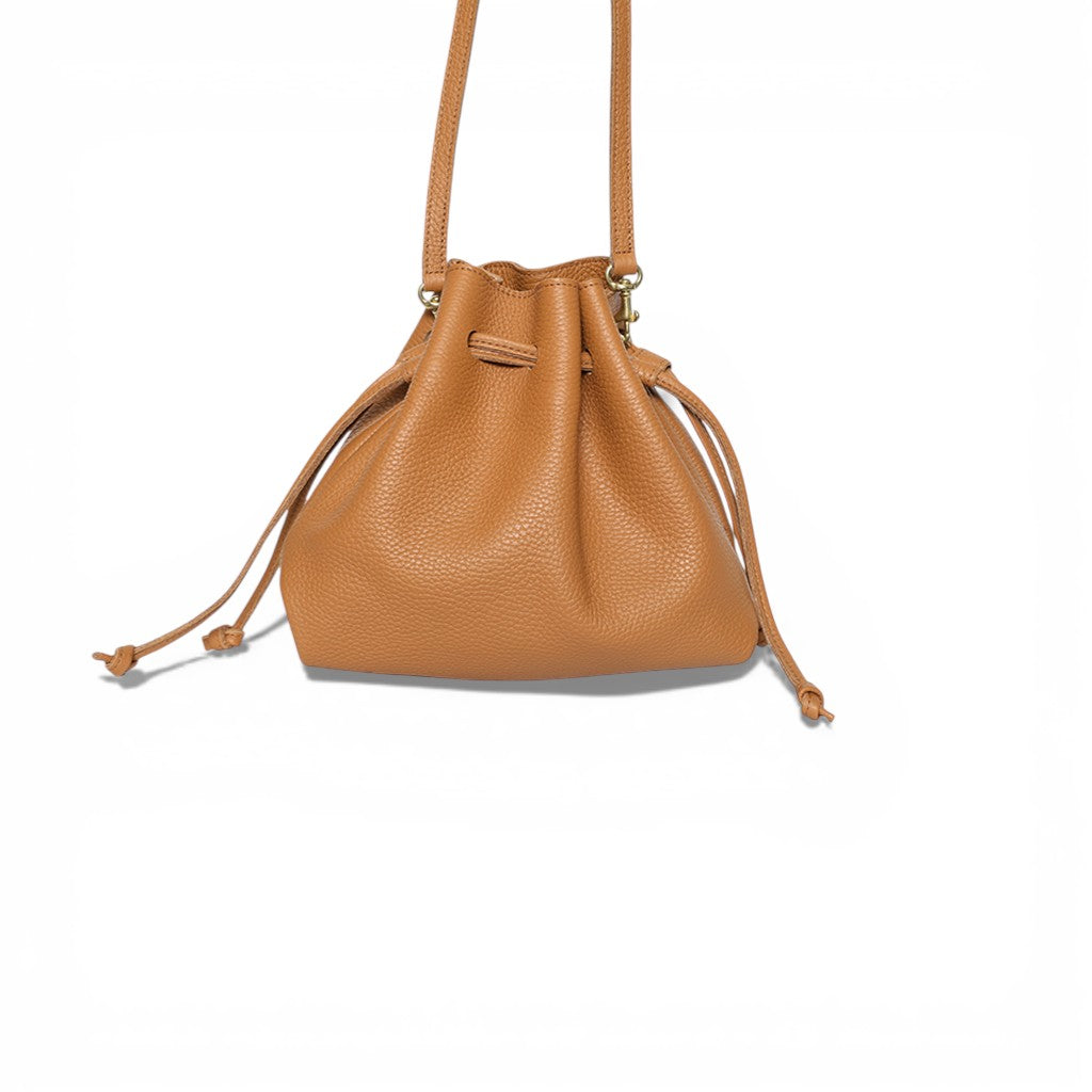 Mini Aurelia Drawstring in Miel Italian Buffalo Cowhide