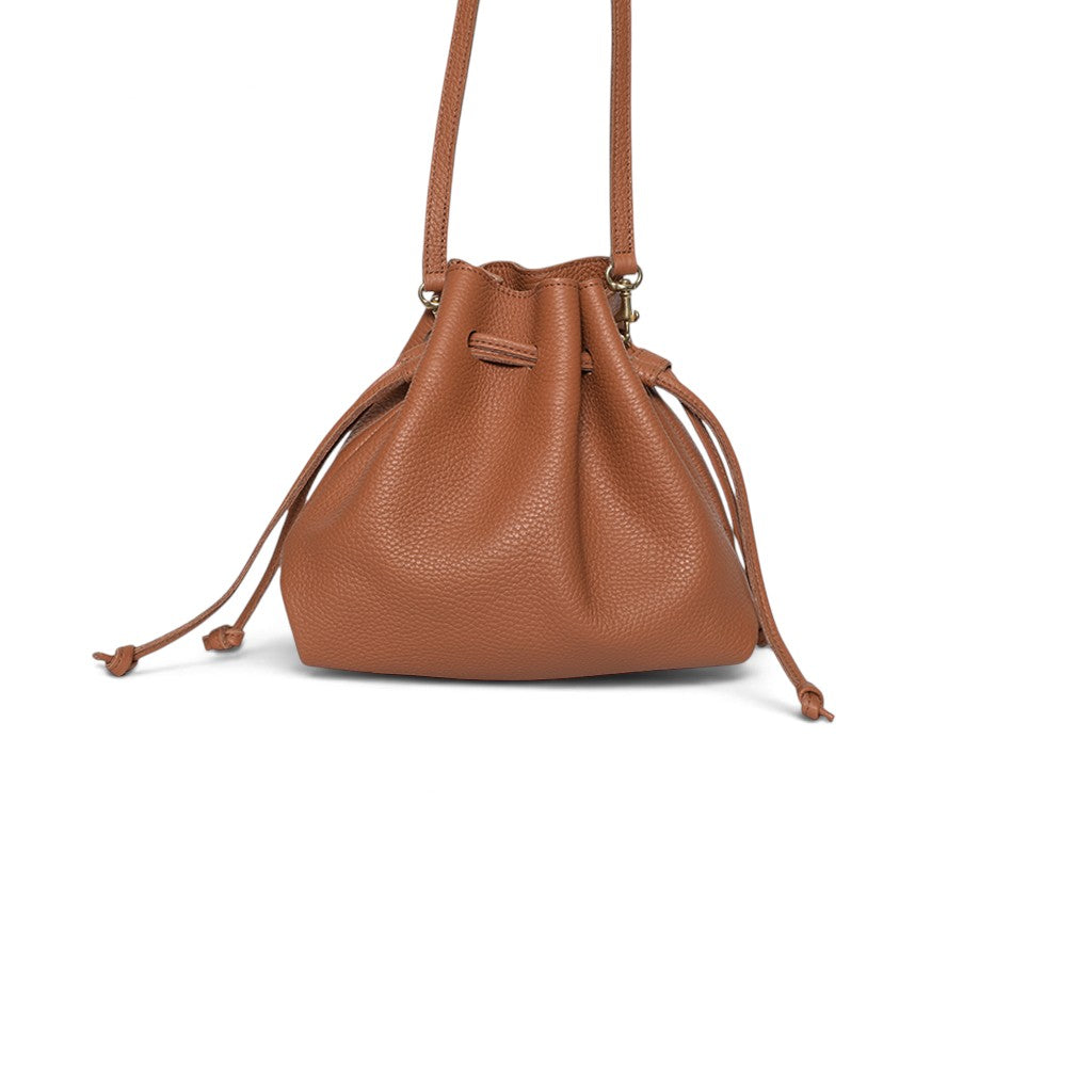 Mini Aurelia Drawstring in Caramel Italian Buffalo Cowhide