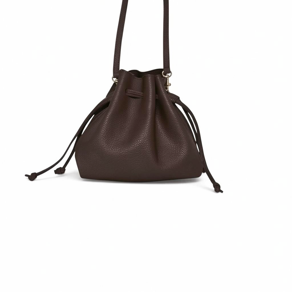 Mini Aurelia Drawstring in Chestnut Italian Buffalo Cowhide