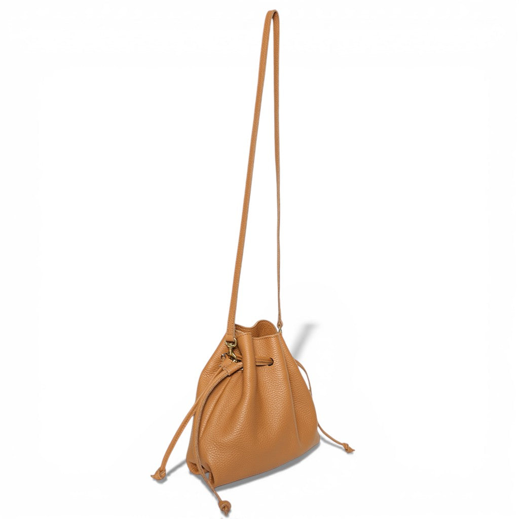 Mini Aurelia Drawstring in Miel Italian Buffalo Cowhide
