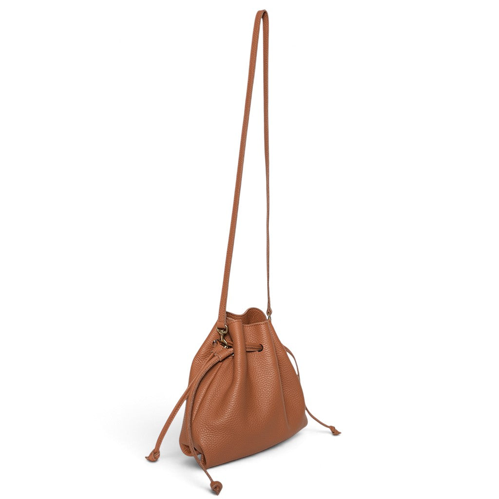 Mini Aurelia Drawstring in Caramel Italian Buffalo Cowhide