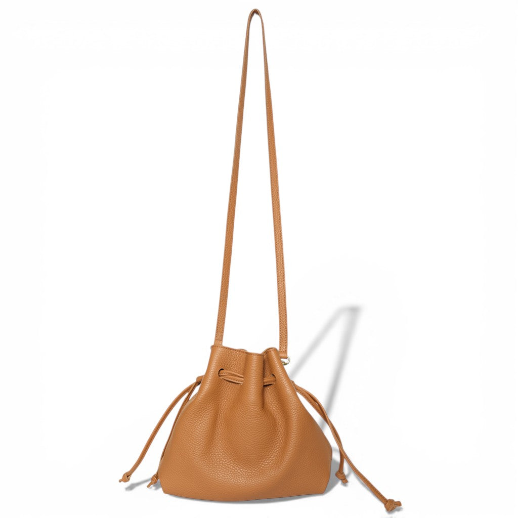 Mini Aurelia Drawstring in Miel Italian Buffalo Cowhide