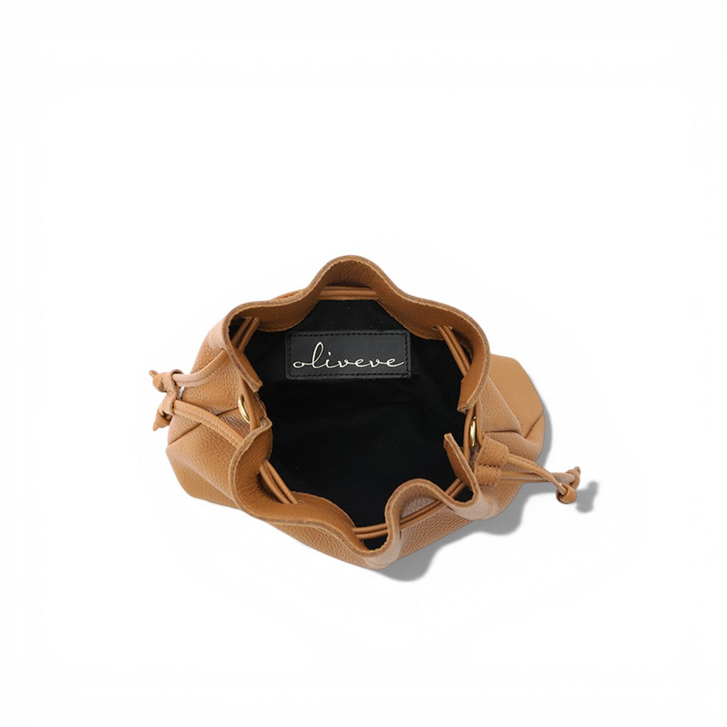 Mini Aurelia Drawstring in Miel Italian Buffalo Cowhide