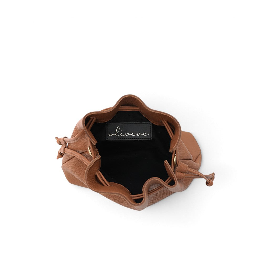 Mini Aurelia Drawstring in Caramel Italian Buffalo Cowhide