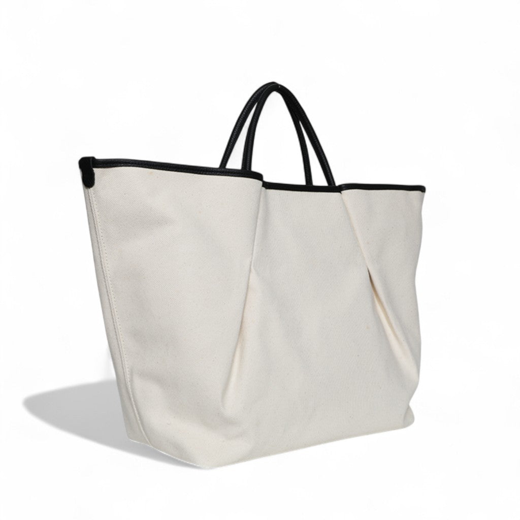 Soleil Weekender with Crossbody in Natural Canvas with Black Buffalo Cowhide