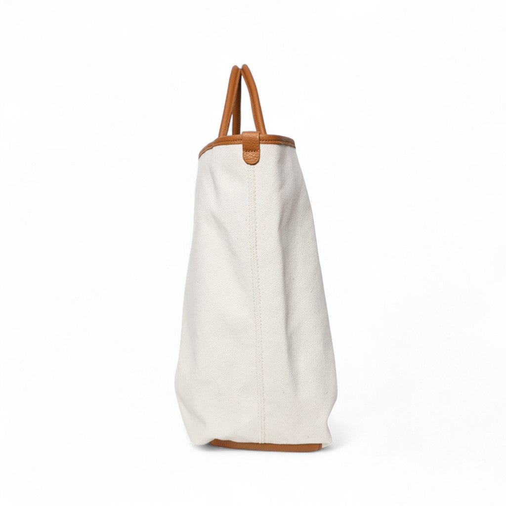Soleil Weekender with Crossbody in Natural Canvas with Miel Buffalo Cowhide