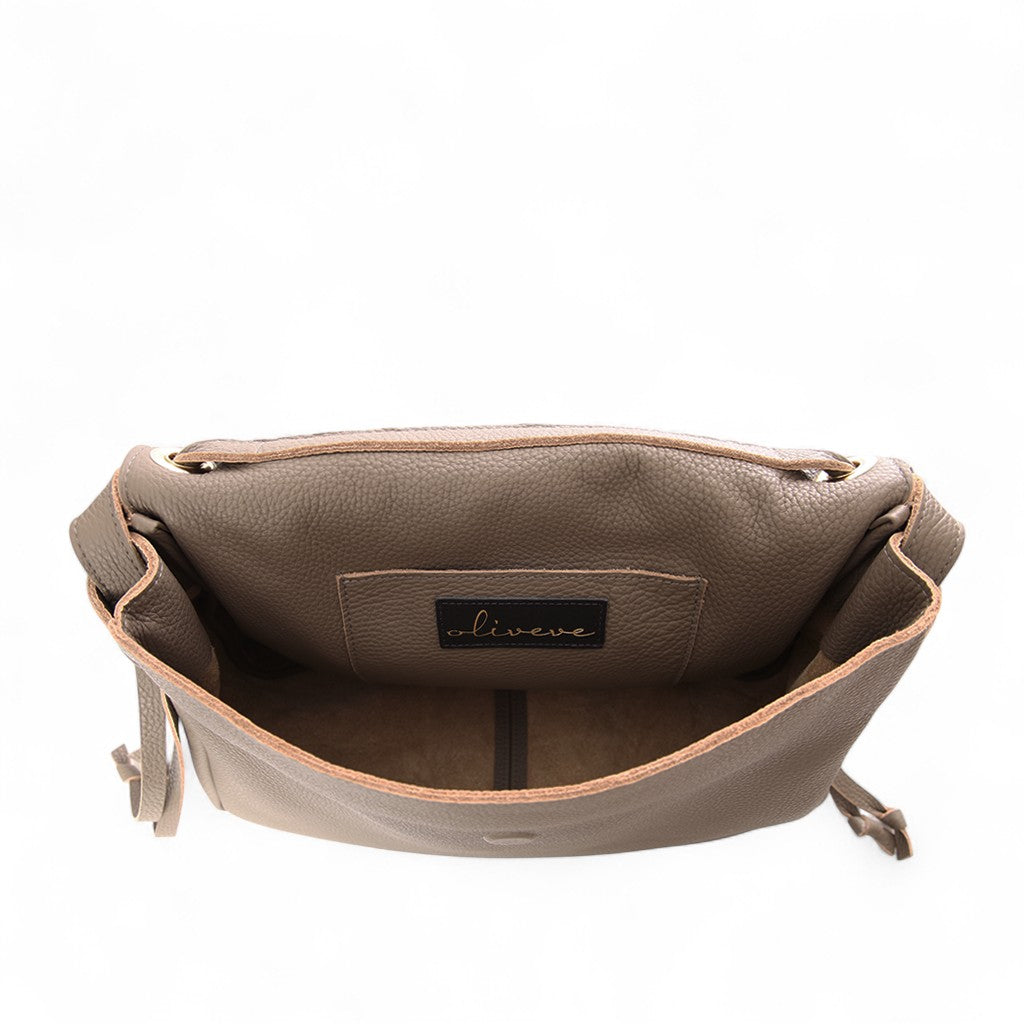 Reese Large Slouchy Shoulder in Portobello Buffalo Cowhide