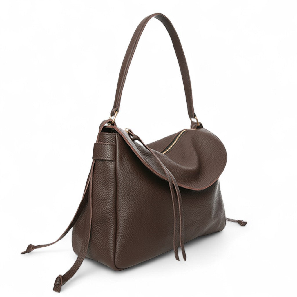 Reese Large Slouchy Shoulder in Chestnut Buffalo Cowhide
