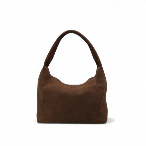 Alessia Shoulder Bag in Espresso Italian Leather Backed Suede