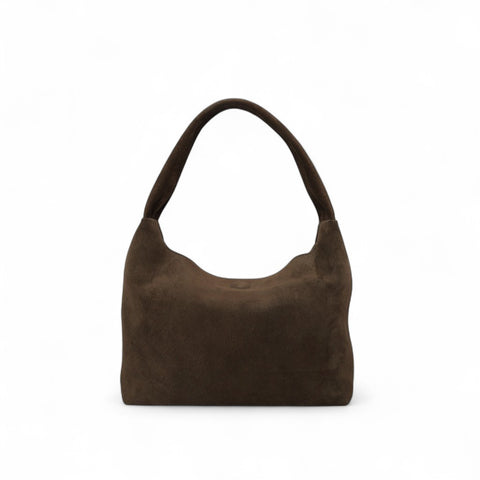 Alessia Shoulder Bag in Ganache Italian Leather Backed Suede
