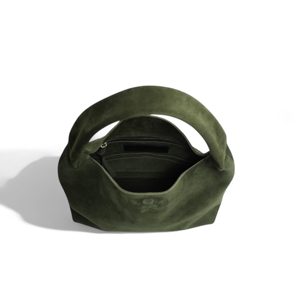 Alessia Shoulder Bag in Forest Italian Leather Backed Suede
