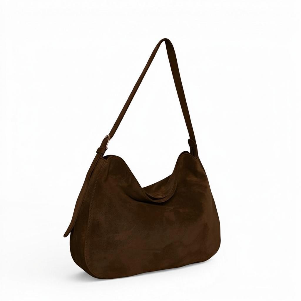 Savina Shoulder Bag in Espresso Italian Leather Backed Suede
