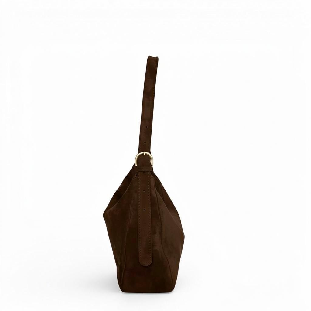 Savina Shoulder Bag in Espresso Italian Leather Backed Suede