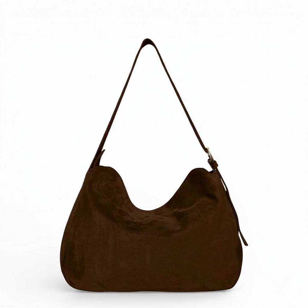 Savina Shoulder Bag in Espresso Italian Leather Backed Suede
