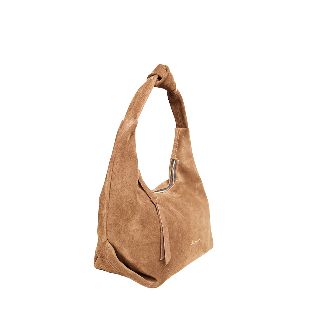 Nora Knot Bag in Pane Italian Leather Backed Suede