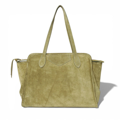 Piper Portfolio in Olive Italian Leather Backed Suede