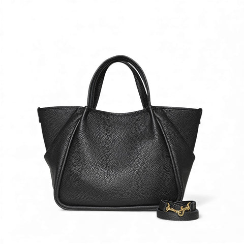 Vittoria Tote in Black Italian Buffalo Cowhide