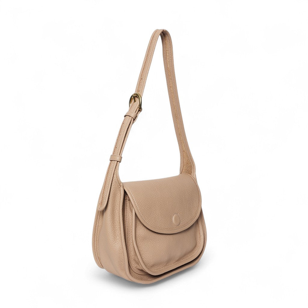 Simona Saddle Bag in Cappuccino Italian Buffalo Cowhide