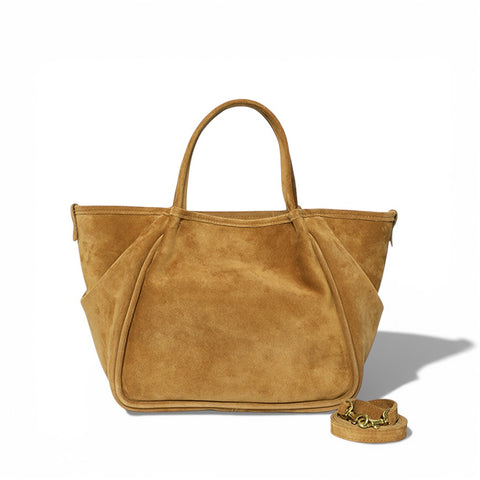 Vittoria Tote in Pane Italian Leather Backed Suede